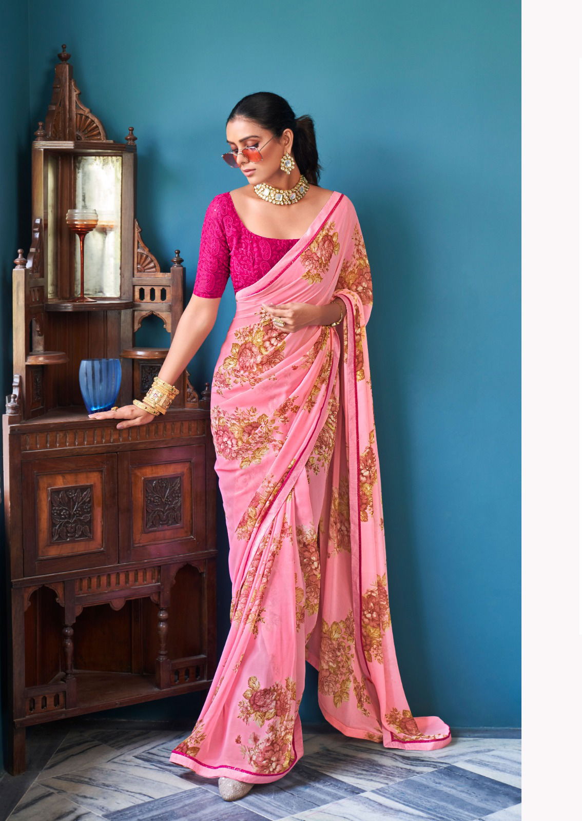 Jharokha By Printed Georgette Sarees Catalog